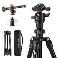 163cm Treppiede in Alluminio per Fotocamera con Colonna Centrale Multiangolare Girevole + Testa a Sfera + Supporto per Telefono, Carico 8kg, peso 1,65kg - K234A0+BH-28L 163cm Treppiede in Alluminio per Fotocamera con Colonna Centrale Multiangolare Girevole + Testa a Sfera + Supporto per Telefono, Carico 8kg, peso 1,65kg - K234A0+BH-28L