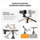163cm Treppiede in Alluminio per Fotocamera con Colonna Centrale Multiangolare Girevole + Testa a Sfera + Supporto per Telefono, Carico 8kg, peso 1,65kg - K234A0+BH-28L