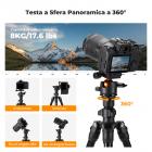 163cm Treppiede in Alluminio per Fotocamera con Colonna Centrale Multiangolare Girevole + Testa a Sfera + Supporto per Telefono, Carico 8kg, peso 1,65kg - K234A0+BH-28L