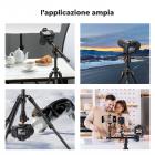 163cm Treppiede in Alluminio per Fotocamera con Colonna Centrale Multiangolare Girevole + Testa a Sfera + Supporto per Telefono, Carico 8kg, peso 1,65kg - K234A0+BH-28L