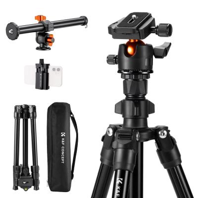 76''/1.93m Camera Tripod with Rotatable Multi-Angle Center Column,Lightweight Travel Outdoor DSLR Tripods with 360 Degree Ball Head Load Capacity 8kg/17.6lbs, Cellphone Clips for Smartphone