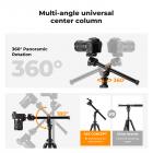 76''/1.93m Camera Tripod with Rotatable Multi-Angle Center Column,Lightweight Travel Outdoor DSLR Tripods with 360 Degree Ball Head Load Capacity 8kg/17.6lbs, Cellphone Clips for Smartphone