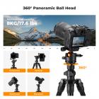 76''/1.93m Camera Tripod with Rotatable Multi-Angle Center Column,Lightweight Travel Outdoor DSLR Tripods with 360 Degree Ball Head Load Capacity 8kg/17.6lbs, Cellphone Clips for Smartphone