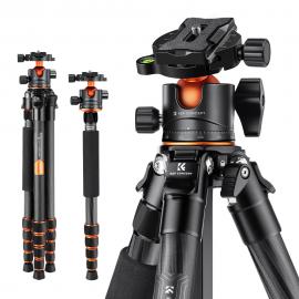 Profesyonel Karbon Fiber Tripod 15kg/33lbs Maks. Yük 156cm/61.4" Maks. Yükseklik, Kompakt ve Taşınabilir, 360° Top Kafalı ve Ayrılabilir Monopodlu, A255C2+BH-35L