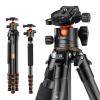 K&F Concept 1,57 m Carbon Fiber Camerastatief, Draagbaar en Compact met Afneembare Monopod, 360° Kogelkop, 15 kg Draagvermogen - A255C2+BH-36L Air Pro