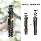 Tripé de câmera de fibra de carbono K&F Concept de 62 polegadas, tripé compacto portátil com monopé removível, cabeça esférica de metal 360°, capacidade de carga de 15 kg/33 lbs com placa de liberação rápida para viagens e trabalho A255C2+BH-36L Air P