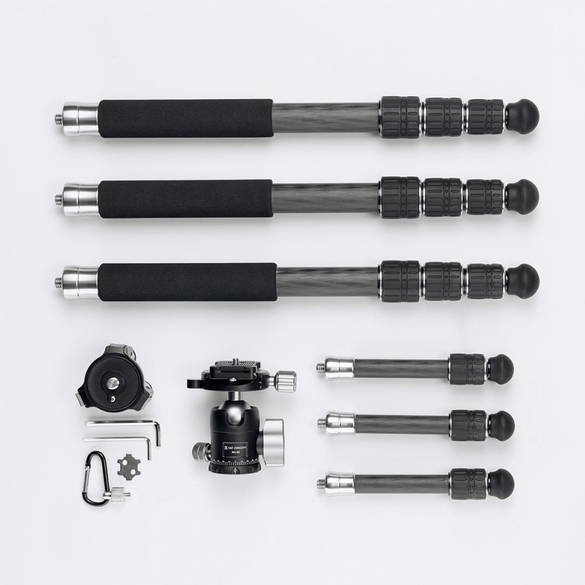 51,2"/130cm Treppiede leggero in fibra di carbonio con testa a sfera a 360° Carico 20kg/44lbs Altezza massima S284C2+BH35