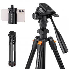 63.8"/177cm Treppiede per Fotocamera in alluminio leggero portatile per fotografie e streaming live modello K234A0+testa video