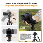 69,7''/177cm Treppiede Video in Alluminio ,Nuovo Treppiede da Viaggio Leggero con Testa Girevole a 3 Vie e Clip per Cellulare, Treppiede per Fotocamera DSLR, Canon Nikon Sony, Carico Massimo 3 kg