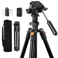 196cm Treppiede Leggero in Alluminio per Fotografia e Trasmissioni in Diretta + Testa Video+ Clip per Telefono, Carico 3kg, Peso 1,26kg - O234A5+BV01 196cm Treppiede Leggero in Alluminio per Fotografia e Trasmissioni in Diretta + Testa Video+ Clip per Telefono, Carico 3kg, Peso 1,26kg - O234A5+BV01