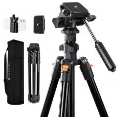 63.8"/1.6m Lightweight Aluminum Tripods for Photograph and Live Streaming Model K234A0+Video Head