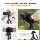 Tripé de câmera de 77"/1,96 m, tripé de vídeo, tripé de viagem leve, tripé com cabeça de 3 vias, tripé de alumínio para câmera DSLR, tripé para smartphone com suporte para celular O234A5+BV01