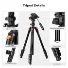 Tripé de câmera de 77"/1,96 m, tripé de vídeo, tripé de viagem leve, tripé com cabeça de 3 vias, tripé de alumínio para câmera DSLR, tripé para smartphone com suporte para celular O234A5+BV01
