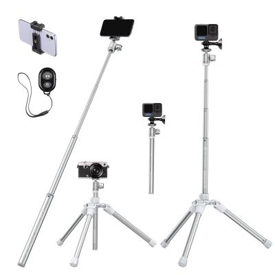 67''/170cm Eccentric Tube Cellphone Tripod, Lightweight Super Portable Selfie Stick, DSLR Camera Tripod E224A3+BH-18 Silver