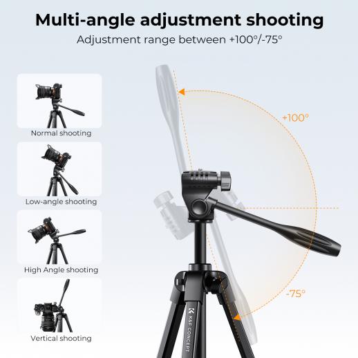 Aluminum Travel Tripod with Bluetooth Remote and Adjustable Height - K&F  Concept