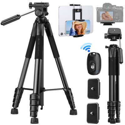 K&F Concept 190cm Kamera Stativ S255A3+BV01, Leichtes Stativ mit Tasche, Handy Stativ mit Fernbedienung und 2-in-1-Telefonhalterung, Reisestativ mit Handy-Tablet-Halterung, Tripod für Kamera/DSLR/Camcorder