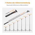 Einstellbar für verschiedene Höhen, maximale höhe ist bis zu 62''/1.58 m