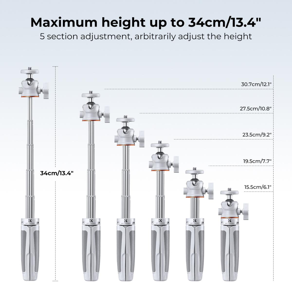 MS02 13.4'' / 34 cm Telefoonstatief Selfie Stick Desktopstandaard Oranje Grijs