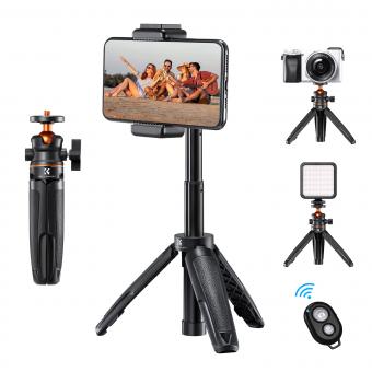 MS02 13.4''/34cm Phone Tripod Selfie Stick Desktop Stand Black Orange