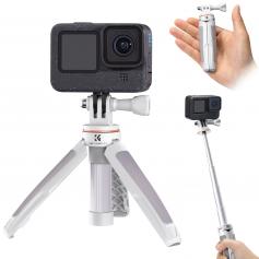 MS03 13''/33cm Phone Tripod Selfie Stick Desktop Stand (Small Size) For Gopro, Action, And Insta Orange Gray