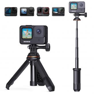 MS03 13''/33 cm Telefonstativ Selfie Stick Desktop-Ständer (kleine Größe) für Gopro, Action und Insta Schwarz Orange