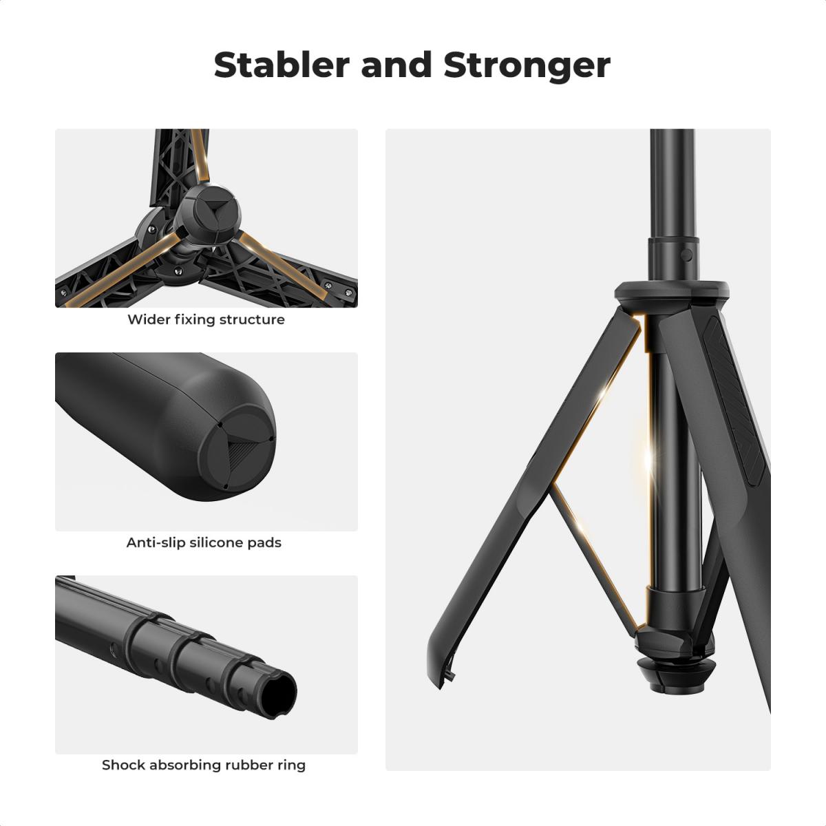 Stojak na biurko do selfie stick 23,6''/60 cm 3 w 1 z głowicą kulową + uchwyt na telefon komórkowy + adapter GoPro + pilot Bluetooth MS11