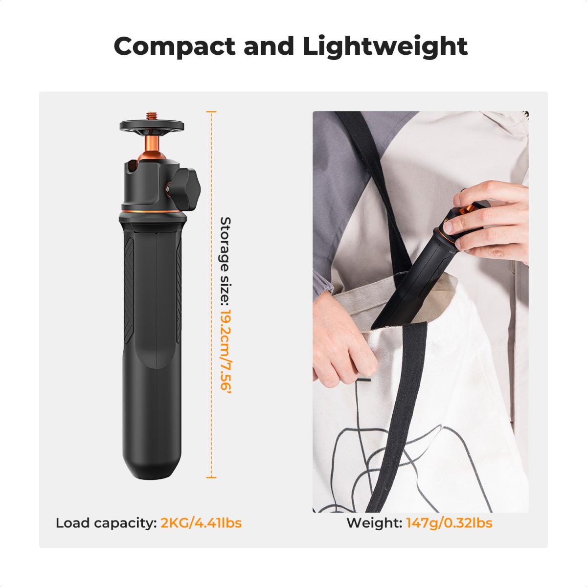 Stojak na biurko do selfie stick 23,6''/60 cm 3 w 1 z głowicą kulową + uchwyt na telefon komórkowy + adapter GoPro + pilot Bluetooth MS11