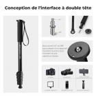 K&F Concept Monopode pour Appareil Photo de 63 pouces Monopode en Aluminium à 5 Sections de Hauteur avec Pieds en Métal et en Caoutchouc Conception 2 en 1, Accessoires d'Appareil Photo Légers et Portables