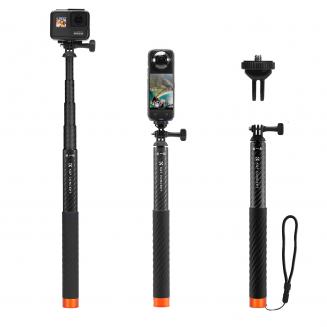 Kijek do selfie K&F Concept Invisible, przedłużany kij z włókna węglowego (127 cm/50 cali) do kamery sportowej Insta360 GoPro DJI Action, przedłużany monopod o średnicy 1/4 cala z adapterem GoPro i paskiem na nadgarstek.