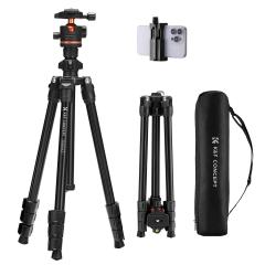 70''/178cm Treppiede per Fotocamera in Alluminio con Clip per Cellulare, Treppiede Video compatto con Testa Sferica, Treppiede da Viaggio con capacità di carico 8kg/17.6lbs, 0234A3+BH-36