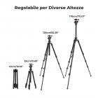 178cm Treppiede Video Compatto con Testa Sferica, Treppiede da Viaggio in Alluminio con Clip per Cellulare, Carico 8kg - K234A3+BH-36