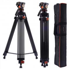 17.6lbs/8KG Load Capacity Fluid Head Tripod Camera Tripod Maximum Height 75.2