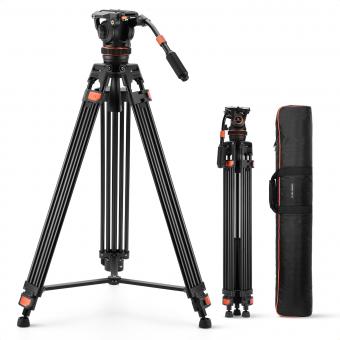 Video stativ VA3+BV10 Kamera Stativ Videostativ mit professionellem Fluidkopf, 191cm Video Tripod, Kamera Stativ kompatibel mit Canon Nikon Sony und Anderen DSLR, Camcorder, Kameras