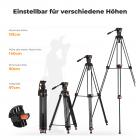Video stativ VA3+BV10 Kamera Stativ Videostativ mit professionellem Fluidkopf, 191cm Video Tripod, Kamera Stativ kompatibel mit Canon Nikon Sony und Anderen DSLR, Camcorder, Kameras