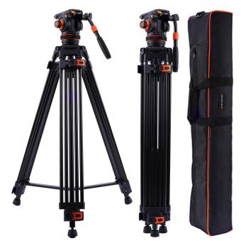 22lbs/10KG Load Capacity Fluid Head Tripod Camera Tripod Maximum Height 75.2