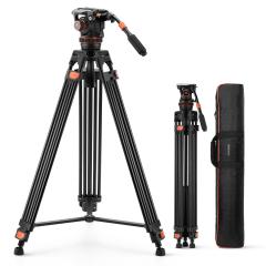 75.2"/1.91m Camerastatief, Videostatief met 360° Vloeistofkop, Vloeistofkopstatief voor DSLR, Camcorders, Camera's 22lbs/10kg Laadvermogen VA3+BV20