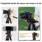 K&F Concept Treppiede per fotocamera, 68" Treppiedi per DSLR da viaggio portatile leggero per esterni per fotocamera, telefono, registrazione video, treppiede, clip per cellulare per smartphone, streaming live, vlog S254A3+BV01