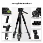 K&F Concept Treppiede per fotocamera, 68" Treppiedi per DSLR da viaggio portatile leggero per esterni per fotocamera, telefono, registrazione video, treppiede, clip per cellulare per smartphone, streaming live, vlog S254A3+BV01