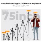 K&F Concept Treppiede per fotocamera, 75" Treppiedi per DSLR da viaggio portatile leggero per esterni per fotocamera, telefono, registrazione video, treppiede, clip per cellulare per smartphone, streaming live, vlog (grigio)