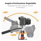 173cm Treppiede Leggero in Fibra di Carbonio per Fotocamera con Testa Idraulica per Video, Pieghevole, Gamba Smontabile e Blocco a Vite in Metallo, Serie Omni O255C4+FH-03