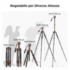 173cm Treppiede Leggero in Fibra di Carbonio per Fotocamera con Testa Idraulica per Video, Pieghevole, Gamba Smontabile e Blocco a Vite in Metallo, Serie Omni O255C4+FH-03