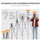 K&F Concept Kamerastativ S255A3+BV01 Leichtes Stativ mit Tasche 190cm Handystativ Tripod für Canon Nikon Sony Kamera/DSLR Stativ für Smartphone,Reisestativ mit Handy-Tablet-Halterung(Schwarz)