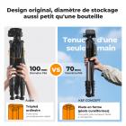 Trépied pour appareil photo 75 pouces, léger et portable, pour voyage, extérieur, DSLR, pour appareil photo, téléphone, enregistrement vidéo, clip pour smartphone, streaming en direct, vlog (noir + gris foncé, 75 pouces)