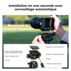 Trépied pour appareil photo 75 pouces, léger et portable, pour voyage, extérieur, DSLR, pour appareil photo, téléphone, enregistrement vidéo, clip pour smartphone, streaming en direct, vlog (noir + gris foncé, 75 pouces)