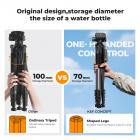 75" Kamera Tripod Hafif Taşınabilir Seyahat Açık Hava DSLR Tripodları Kamera Telefon Video Kayıt Tripod Standı, Akıllı Telefon Canlı Yayın Vlog için Cep Telefonu Klipsi (siyah+koyu gri, 75'')
