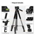 75" Kamera Tripod Hafif Taşınabilir Seyahat Açık Hava DSLR Tripodları Kamera Telefon Video Kayıt Tripod Standı, Akıllı Telefon Canlı Yayın Vlog için Cep Telefonu Klipsi (siyah+koyu gri, 75'')