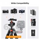 55cm Mini Treppiede Pieghevole da Tavolo in Lega di Alluminio con Testa a Sfera BH-25L a Baricentro Basso, Piastra a sgancio rapido da 1/4", supporta 6kg, include un morsetto per telefono a forma di E