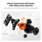 K&F Concept Lettvekts Kompaktkamerastativ Plast BH-40 Gimbal, 2-i-1 Gummiføtter + Metallpigger, med Telefon- og Nettbrettholder Omni O235A1+BH-40