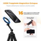 Supporto magnetico per telefono Octopus con treppiede, dotato di guida magnetica, telecomando Bluetooth, cordino per telefono cellulare, adattatore GoPro MS36