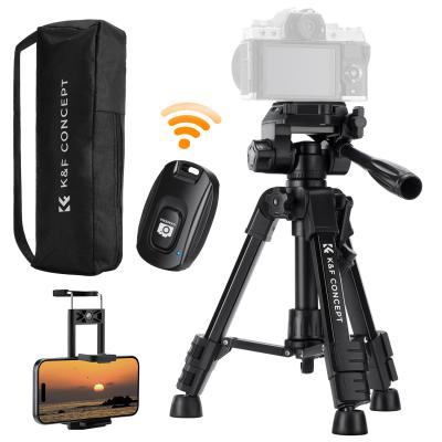 Mini trépied de bureau K&F Concept pour appareil photo, trépied vidéo de table en aluminium 25 pouces avec télécommande, trépied de voyage portable pour appareils photo reflex numériques, caméscopes, téléphones, projecteurs, longue-vue S233A0